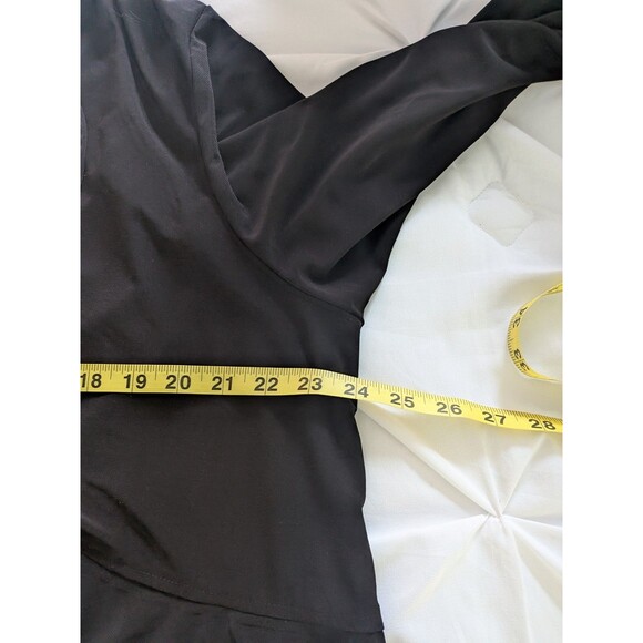 R&M Richards Crop Jacket Shrug Womens 1X Open Ruffle Front Black Academy Stretch - Picture 9 of 10